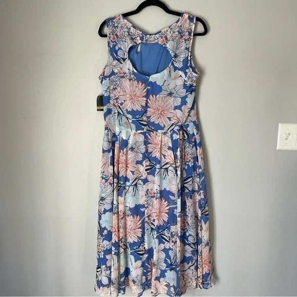 Nwt Gabby Sky Floral Fit & Flare Keyhole Dress Sleeveless - Picture 5 of 14